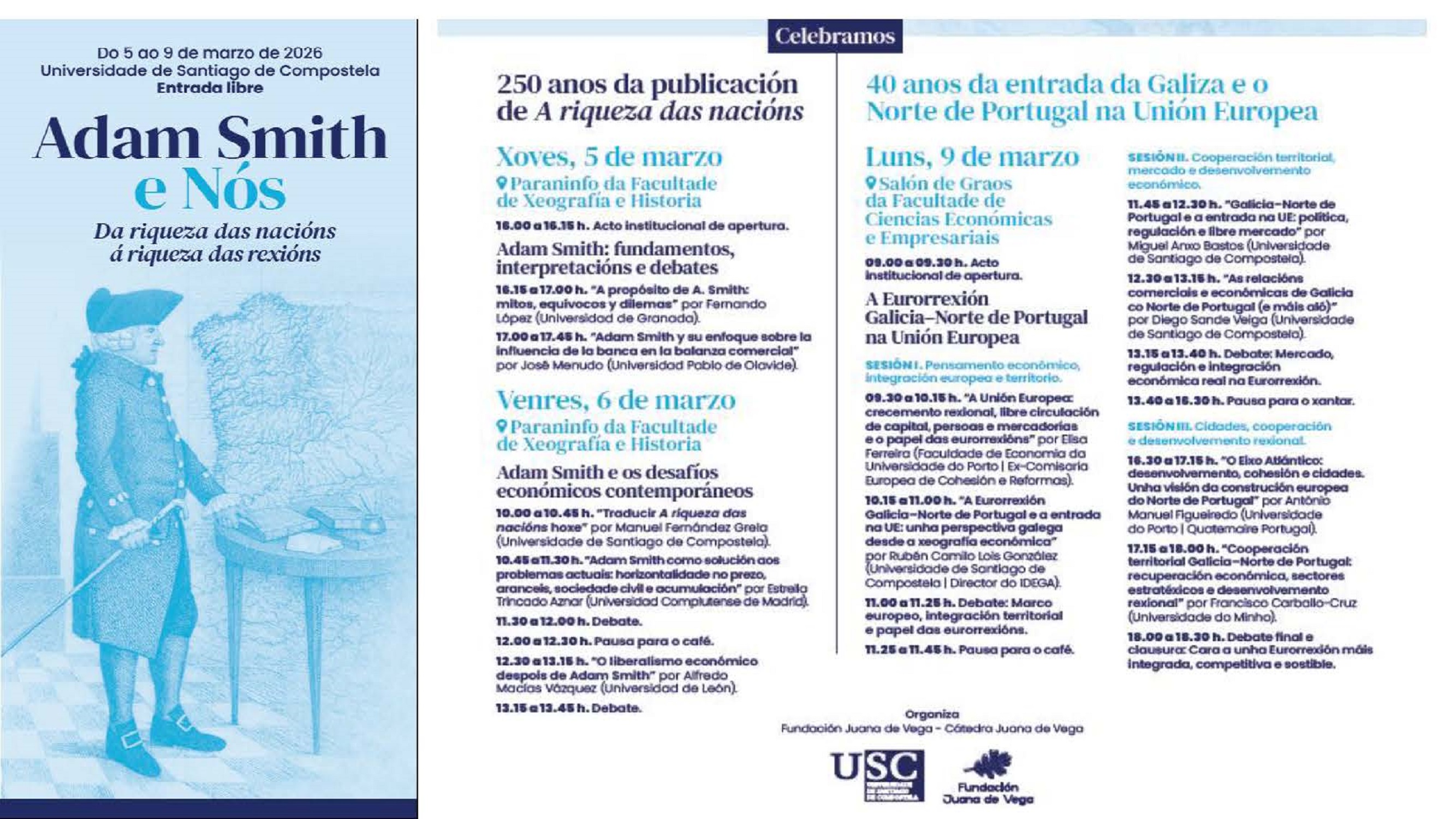 Jornadas Adam Smith y nosotros, del 5 al 9 de marzo en Santiago