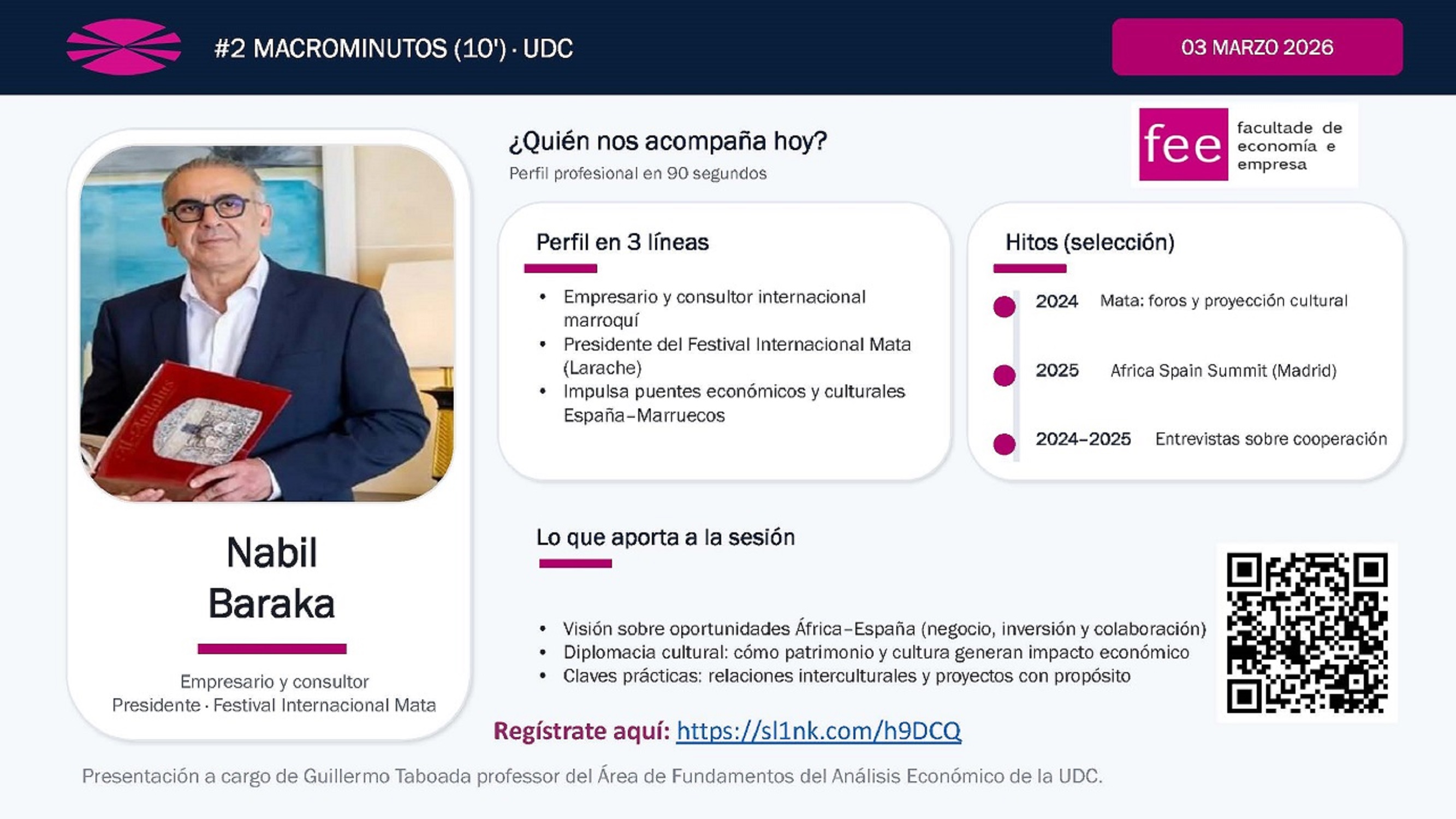 Sesión macrominutos,  Nabil Baraka, 3 de marzo, 11:30h, Teams