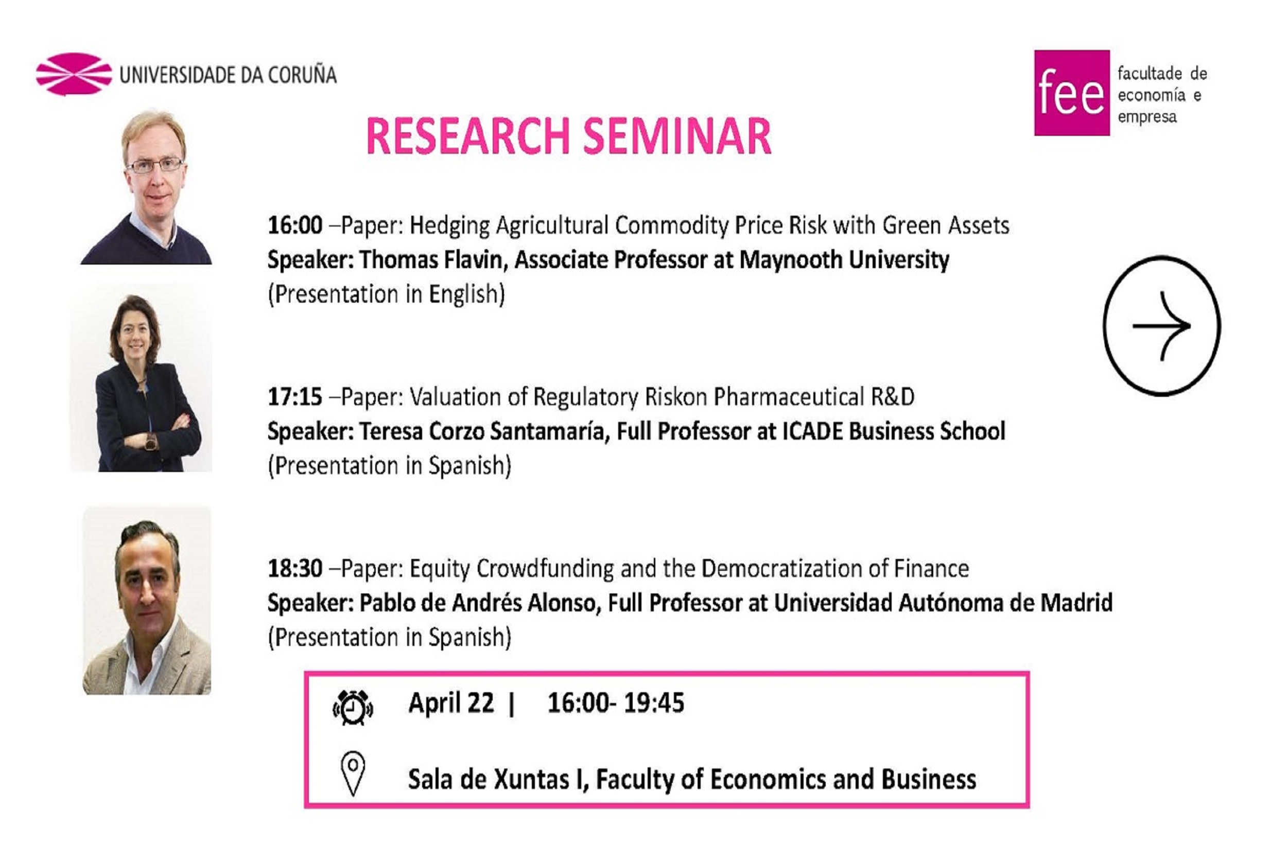 Seminario investigación, 22 de abril 16:00 horas