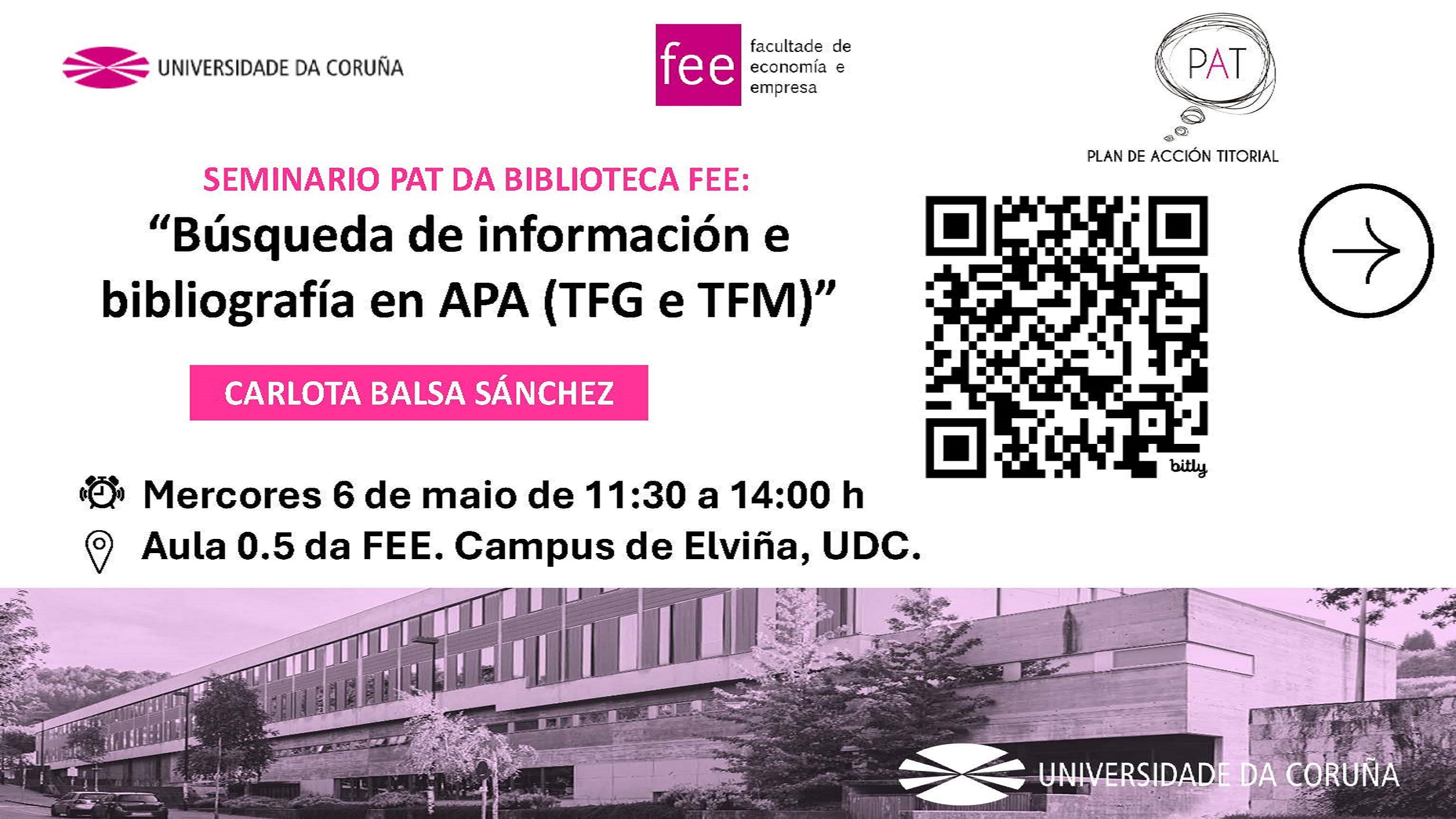 Seminario PAT de la Biblioteca FEE, 6 mayo de 11:30 a 14:00hl