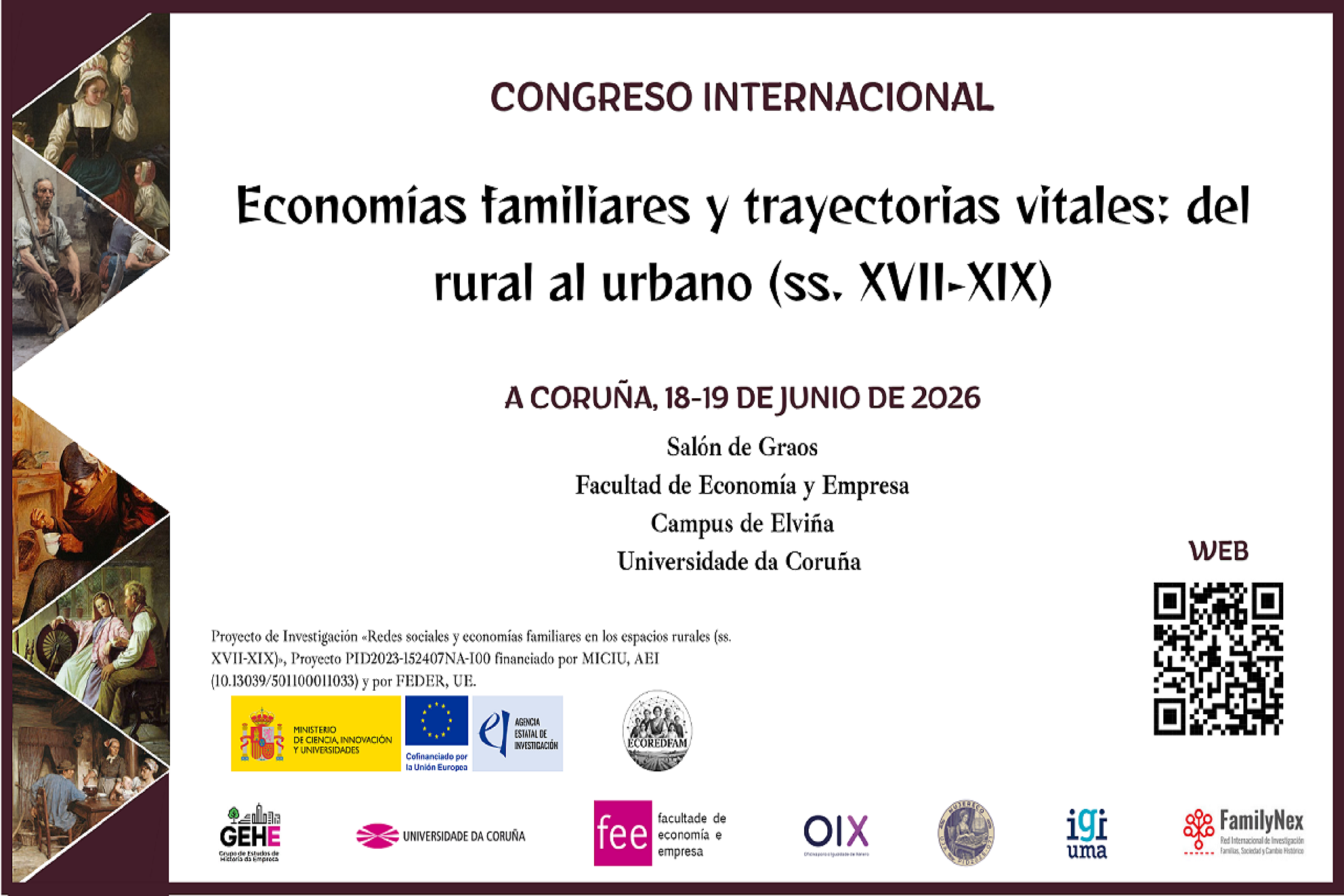 Congreso Internacional: Economías familiares y trayectorias vitales: del rural al urbano (ss. XVII-XIX), 18 y 19 de junio