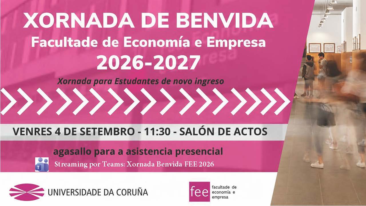 Xornada de Benvida 2026 para estudantes de novo ingreso, 4 de setembro ás 11:30 horas
