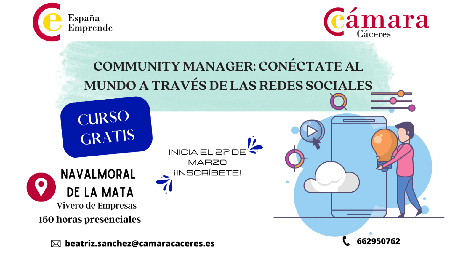 La Cámara de Comercio de Cáceres lanza en Navalmoral un Curso Gratuito de especialización en Community Manager