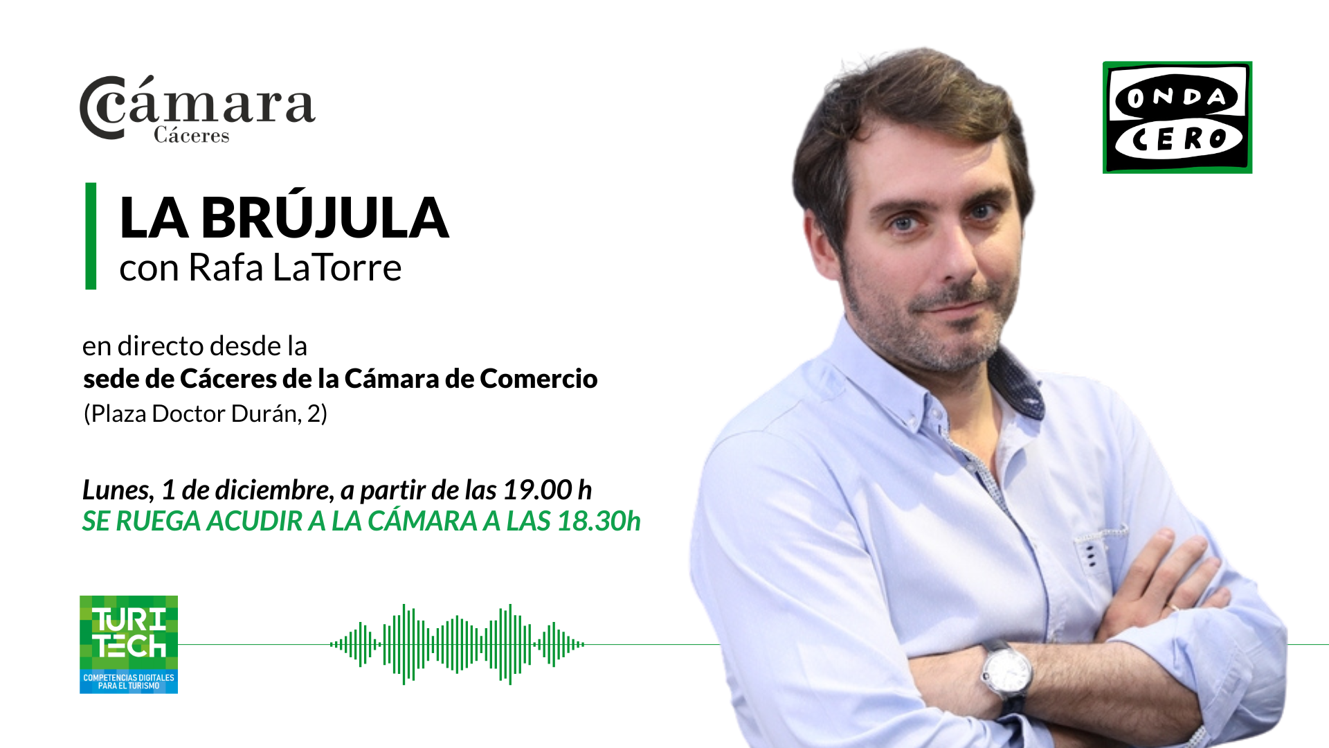 La Cámara de Comercio de Cáceres acoge el 1 de diciembre una emisión especial en directo de 'La Brújula' de Onda Cero