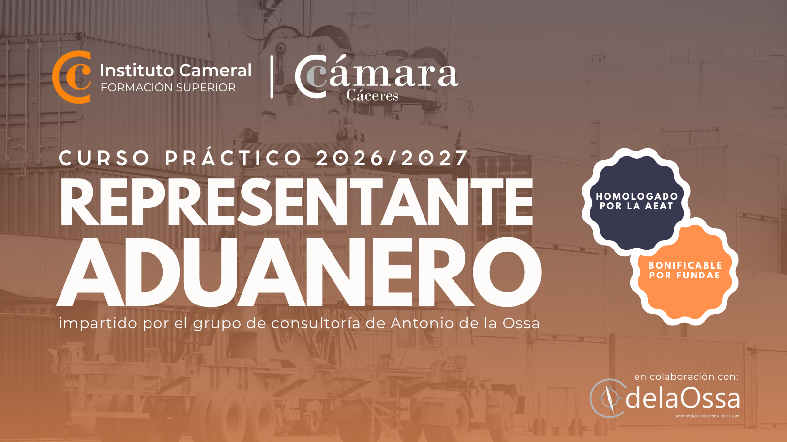 La Cámara de Comercio de Cáceres abre el plazo de inscripción para su curso práctico de Representante Aduanero