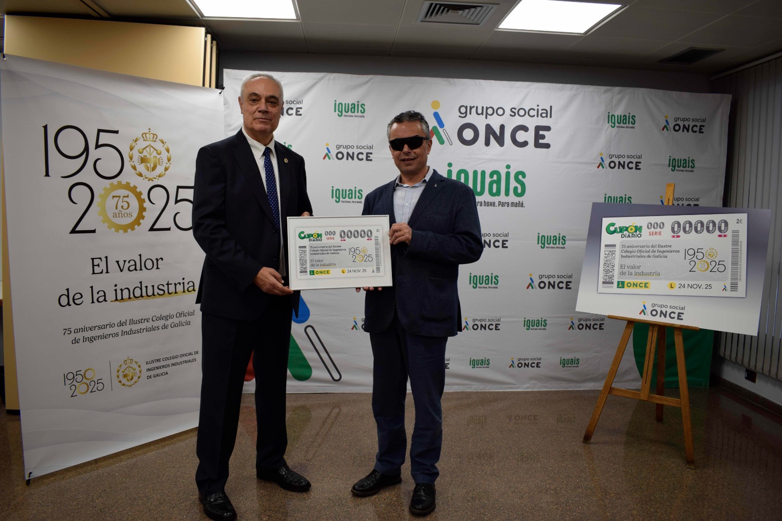 El Ilustre Colegio Oficial de Ingenieros  Industriales de Galicia celebra su 75 aniversario en el cupón de la ONCE
