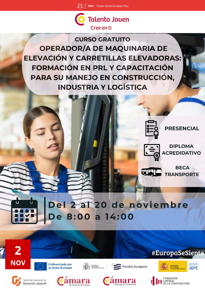 OPERADOR/A DE MAQUINARIA DE ELEVACIÓN Y CARRETILLAS ELEVADORAS: FORMACIÓN EN PRL Y CAPACITACIÓN PARA SU MANEJO EN CONSTRUCCIÓN, INDUSTRIA Y LOGÍSTICA
